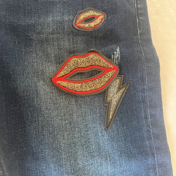 Atos Lombardini Denim Embellished Lips Casual Dark Blue  Jeans Denim Pants 26 - Picture 8 of 10